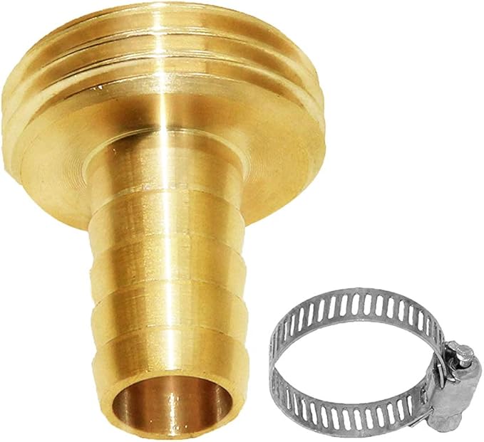 Joywayus Garden Hose Pipe Connector,1/2" Barb x 3/4" Male GHT Thread Brass Fitting with Stainless Clamp House/Boat/Lawn/Power Wash/Irrigation