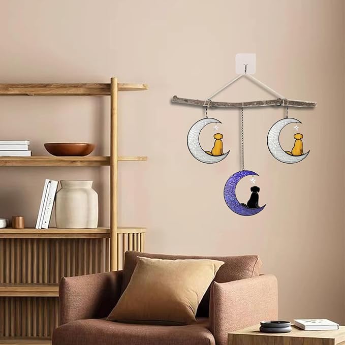 Stained Glass Dog Suncatcher Memorial Gifts for Loss of Dog,Window Hanging Decor Dog Suncatcher Sympathy Gift,Dog Ornaments Bereavement Gifts,Pet Loss Gifts,in Memory of Dog Passing Away Gifts