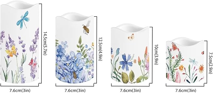 Ystardream Lavender Orchid LED Flameless Candles with Remote and Timer, Battery Operated Flickering for Festival Wedding Home Party Decor 4pcs