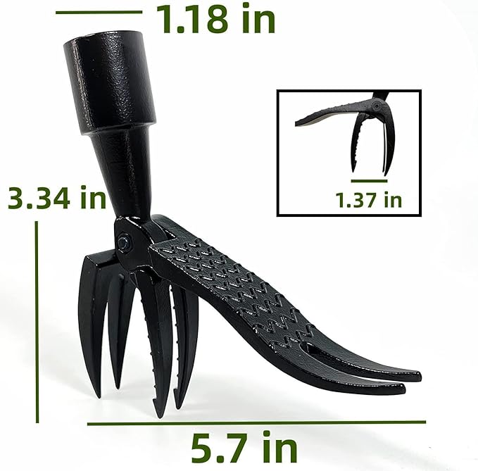 Weed Removal Head Replacement Tool, 4-Claw Steel Head Design, Manual Weeding Tool, Black