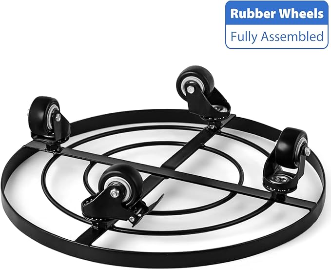 AMAGABELI GARDEN & HOME Plant Caddy with Wheels Heavy Duty 14“ 2 Pack Rolling Plant Stand Plant Dolly Iron Wheeled Lockable Casters Round Pot Mover Rollers Indoor Outdoor Planter Trolley Metal