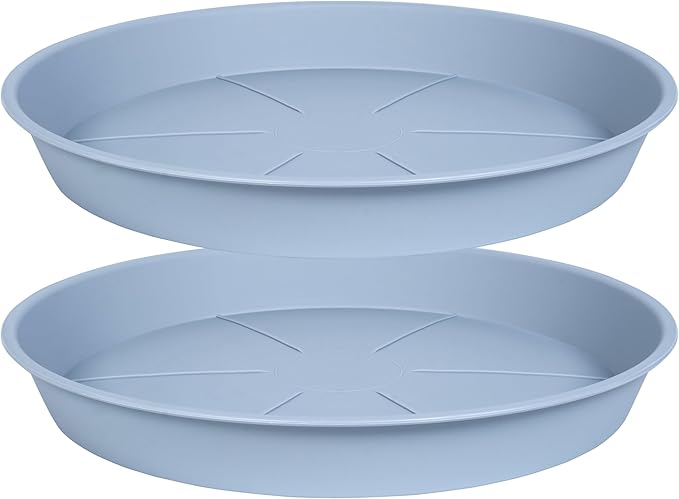 2 Pack of Plant Saucer Tray 14 inch, Heavy Duty Plastic Pot Plant Drip Trays Saucers for for Indoors Outdoor, Plant Water Tray for Planters 13-14" (14", Light Gray)