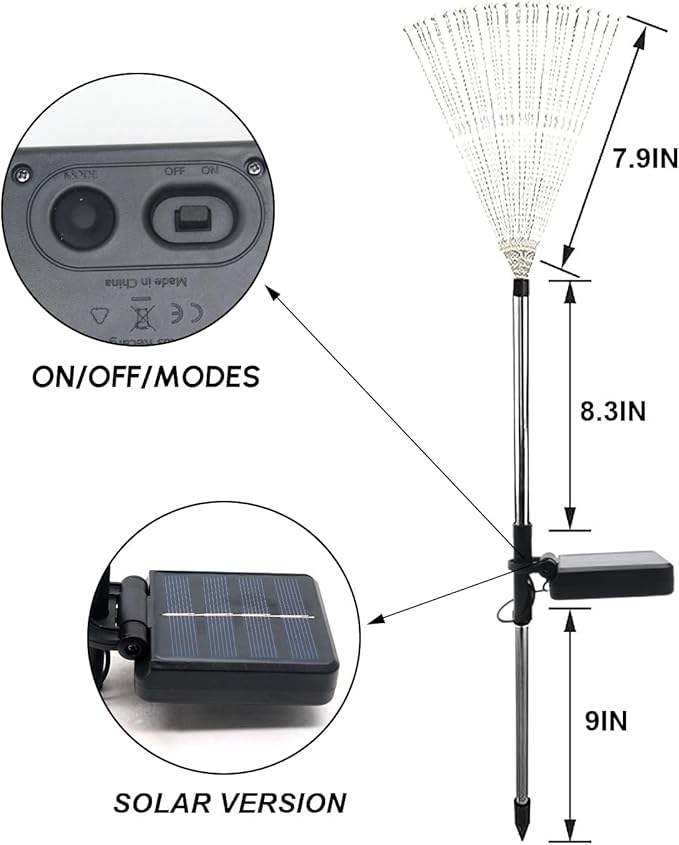Solar Garden Firework Lights Outdoor Waterproof 6 Pack, 120 LED Sparklers, Colorful, for Patio, Backyard, Sidewalk, Christmas, Parties