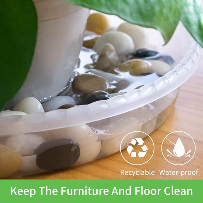 MUDEELA 6 Pack of 15 inch Plant Saucer, Durable Plastic Plant Trays for Indoors, Clear Plastic Flower Plant Pot Saucer, Made of Thicker, Stronger Plastic, with Taller Design