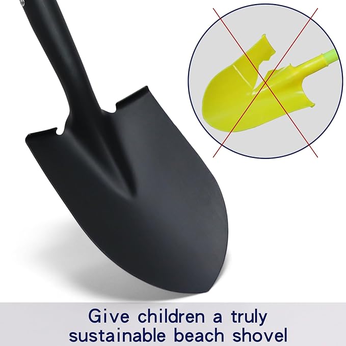 WIKER Kids Shovel,Small Shovels for Digging,Beach Shovels for Kids Heavy Duty,28 Inches,Short Shovel,Metal+Fiberglass,Blue