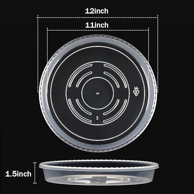 5 Pack Plant Saucer for Indoor Plants, 12 Inch Clear Plant Trays for Pots, Durable Plastic Flower Plant Pot Saucer, Heavy Duty Sturdy Plant Saucer Drip Trays for Pots