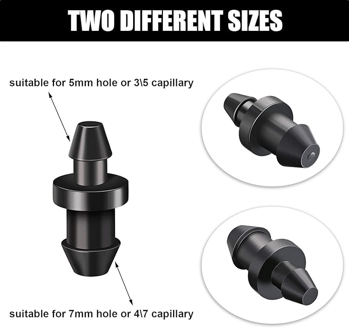 Honoson Drip Irrigation Plugs 1/4 Inch Tube Closure Goof Hole Plugs Irrigation Stopper for Home Garden Lawn Supplies, Black(450 Pieces)