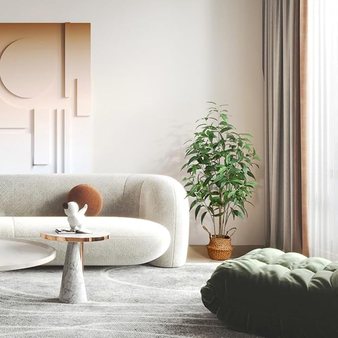 Artificial Eucalyptus Tree,4Ft Tree Fake Plant in Pot for Home and Office Decor,Potted Faux Plants Tall Artificial Trees for Indoor, Outdoor