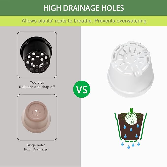 24 Pcs 4 Inch Plant Pots with Drainage Holes and Saucers for Indoor Plants, Plastic Small Flower Nursery Pots Seed Starting Pots for Plants Succulent, White