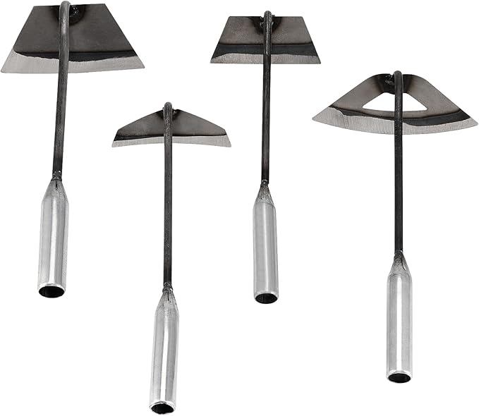 4 PCS Garden Hoe Tool Set, Hardened Hollow Hoe Garden Edger Weeder, Sharp Handheld Hoe for Weeding, Loosening Soil, Planting