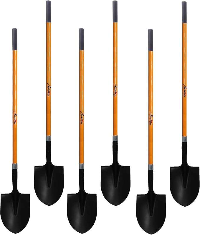 Ashman HeavyDuty Digging Shovel (6 Pack) 47-Inch Lond Handle with Trenching Blade and durable Handle - Ideal for Garden, Landscaping, Construction, Masonry - Perfect for Digging Soil, Dirt, and Gravel