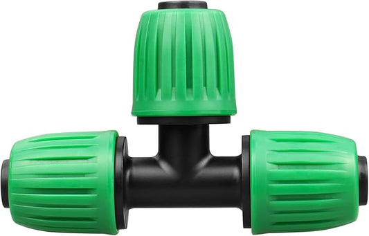 Drip Irrigation Fittings for 1/2 inch Tubing (0.60"-0.63" OD), 12 Pieces Barbed Tee Drip Parts Locked Tee Connectors, 3 Way Drip Line Nuts Connectors for 1/2" Drip Irrigation Hose (13mm ID)