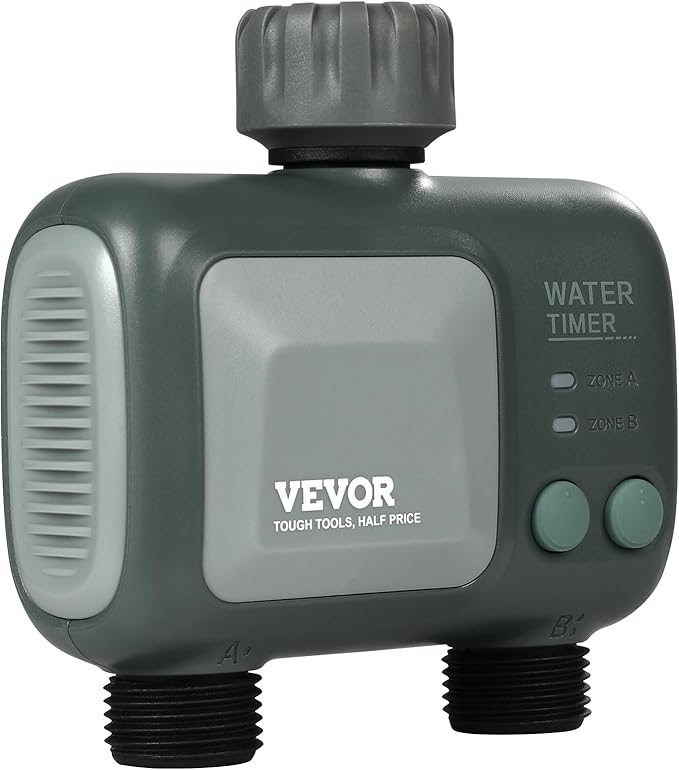 VEVOR Sprinkler Timer WiFi Water Timer, 2 Outlets, Smart Hose Faucet Water Timer with Brass Inlet, APP Remote Control via 2.4Ghz WiFi or Bluetooth, Voice Control, IPX6 for Garden, Yard Watering