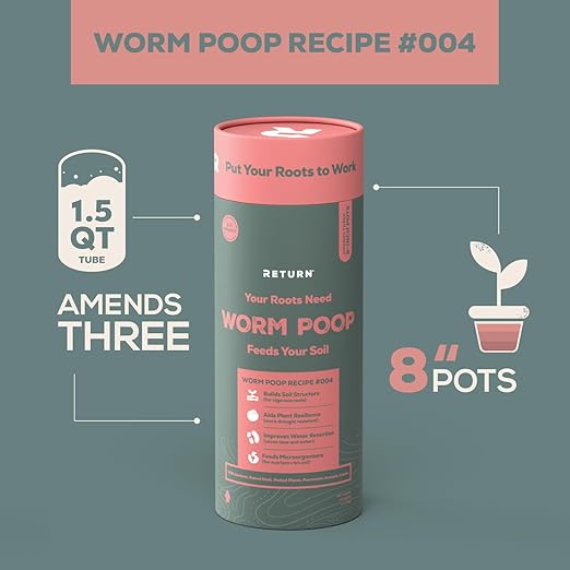 Worm Poop Recipe #004—1.5 qt—Earthworm castings Organic Matter Fertilizer Amendment— Eco-Friendly & Odor-Free Worm castings—for Indoor & Outdoor Plants, Vegetable Gardens, Lawns.