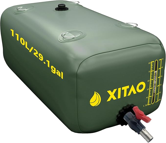 XITAO 29Gal Water Storage Bladder w/Water Level Indicator, Large Capacity Foldable Water Storage Containers, Portable Emergency Water Tank Water Bag for RVs, Fire Prevention, Irrigation
