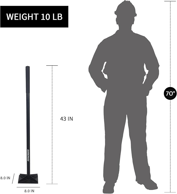 Hand Tamper Tool, Fully Welded Heavy Duty Steel Ground Garden Tamper for Soil Yard Landscaping -8x8Inch