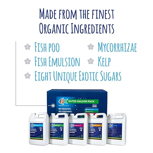 FOOP Nutes Veg & Bloom Gallon Pack Bundle: Organic Plant Nutrients for Root Development, Thick Stalks, Vibrant Green Canopies | Infused with Cal/Mag, and Silica | Certified Organic | Six 1G Bottles