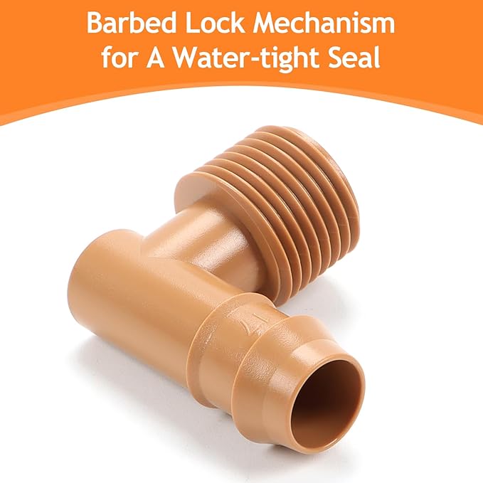 12 Pieces 1/2 Inch PVC to 1/2 Inch Drip Irrigation Adapter Fittings, 1/2" Male Pipe Thread(MPT) x 1/2" Drip Line Barbed Elbow Connectors 1/2-in PVC to 1/2-in Poly Tubing Adapter