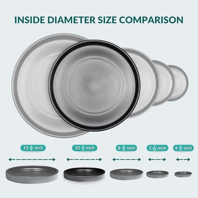 Willowy 12 Inch Black Ceramic Pot Saucer - Drainage Tray for 9, 10, 11 Inch Planters + More Sizes