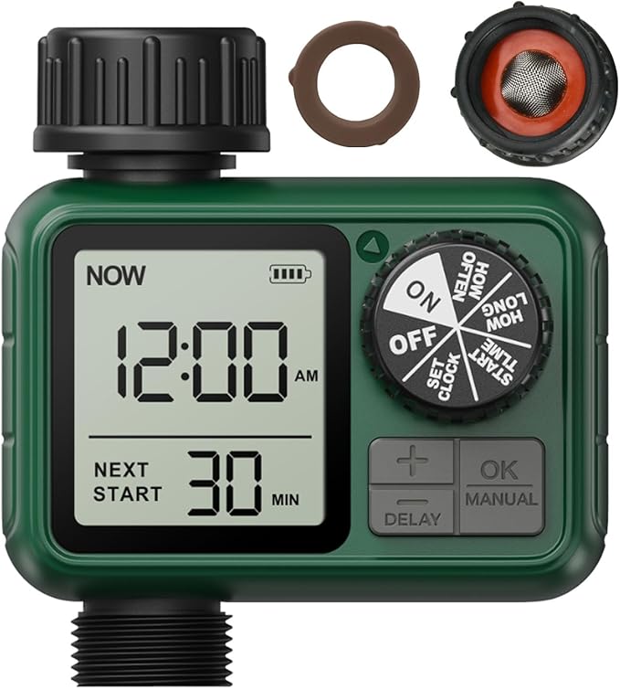 Sprinkler Timer, XinFuture Water Timer, Programmable Garden Hose Timer with Rain Delay, Manual& Automatic Watering System, Waterproof Digital Irrigation Timer Watering Lawn Evenly&Efficiently,1 Outlet