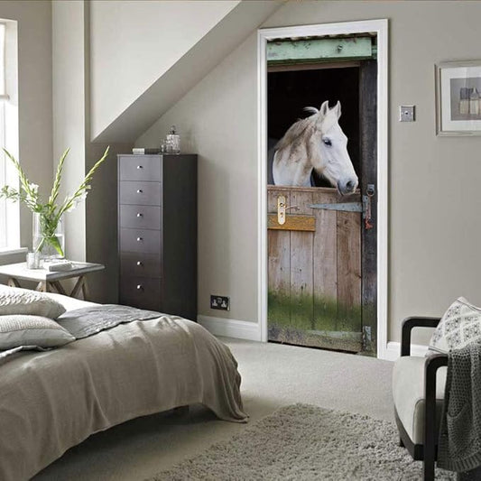 3D Peel and Stick Murals - Horse - Wallpaper Self-Adhesive Decals Removable PVC Waterproof Door Poster for Bedroom Living Room - 31.5" x 78.7"