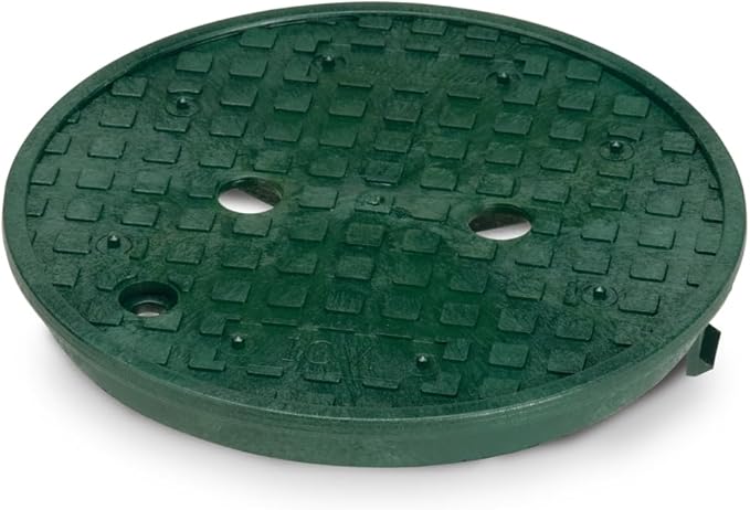 Rain Bird CPVB10RND Professional Series 10" Round Sprinkler Valve Box, Black with Green Lid, 10.5" High