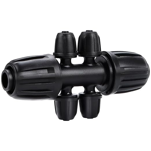 12 Pack 1/2 Inch(1/2" ID x 0.65" OD) To 1/4 Inch Drip Irrigation Fitting, Anti-drop 16mm 1/2" Drip Line to 1/4" Drip Tubing Six-Way Adapter for Garden Irrigation System Connection