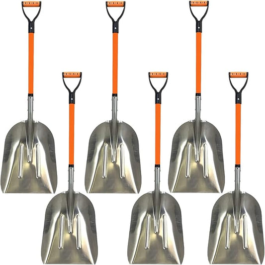 Ashman Aluminium 48 inch Snow Shovel with Large Head and Durable Handle. (Scoop Shovel, 1 Pack) (Scoop Shovel, 6 Pack)