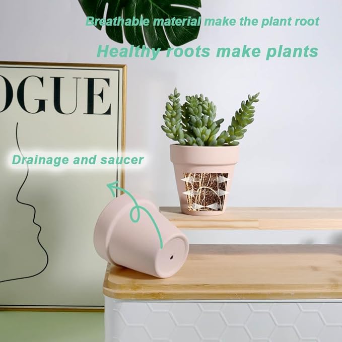 vensovo 3 Inch Pink Terra Cotta & Terracotta Pots with Drainage - 20 Pack Clay Flowerpots, Succulent Nursery Planter Great for Plants, Crafts, Wedding Favor