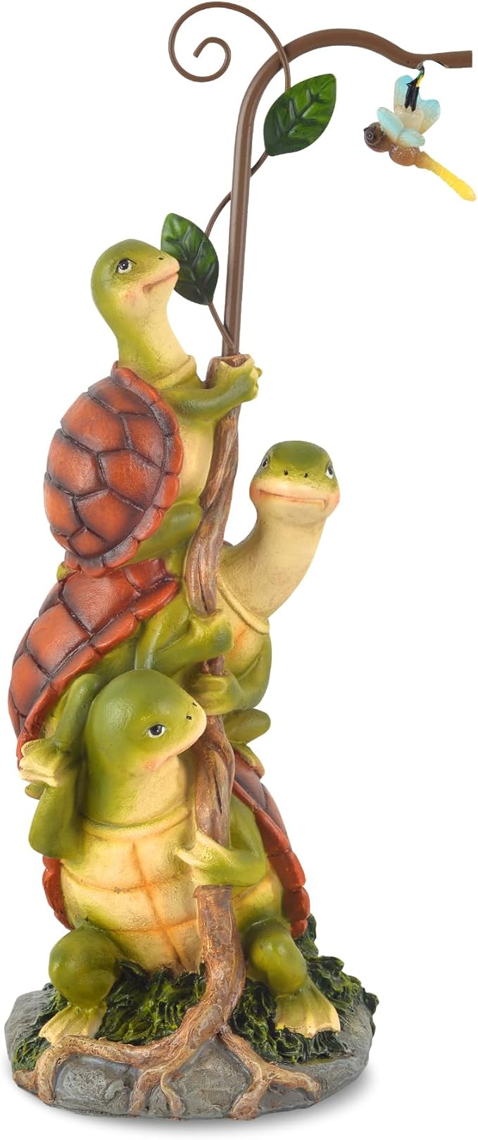 Turtle Figurine Garden Decor, Solar Turtle Outdoor Statue, Funny Turtle Gift Sculpture Decoration for Home Patio Yard Lawn Porch Ornament