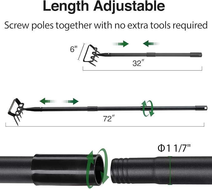 Oliynedy Stirrup Hoe Cultivator Garden Tool Heavy Duty,Scuffle Loop Hula Action Hoe Weeding Gardening Hand Tools for Women Kids Men,Metal Weeder Scraper Garden Hoe Rake Weed Puller Long Handle 32-72