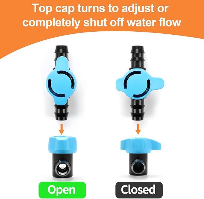 8 Pack Drip Irrigation 1/2 Inch Barbed Shut Off Valve, Drip Line 1/2" In-Line Ball Valve Parts for 1/2 Inch 16mm Drip Irrigation Tubing (.570-.620" ID) for Drip Sprinkler Systems