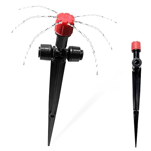 20PCS Push-to-Fit Drip Irrigation Emitters for 1/4 inch Irrigation Tubing,Two-Way Connection Adjustable Drip Emitter Sprayer with Stake,Irrigation Dripper Sprinkler for Drip Irrigation System