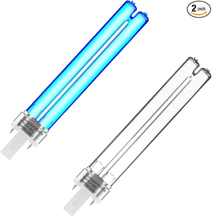 2 pcs 9 WATT UV UVC PL-S9/TUV G23 Base Replacement UV Light Bulb for Outdoor Pond Clarifier Compatible with JUP-01 UVE9 CF400 CF500 UVCP-9 UV Light for Aquarium