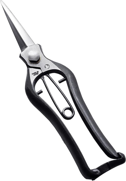 Bud Trimming Scissors for Gardening 8", Professional Garden Trimming and Thinning, Hand Forged Japanese Carbon Steel Blade, Spring Loaded Handle, Made in Japan