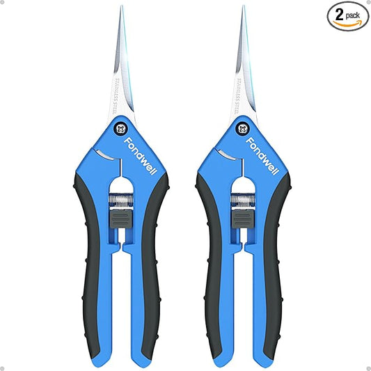 Fondwell 6.5" Garden Shears Trim Scissors: Pruning Shears for Gardening - Ultra Sharp Garden Clippers with Straight Blades