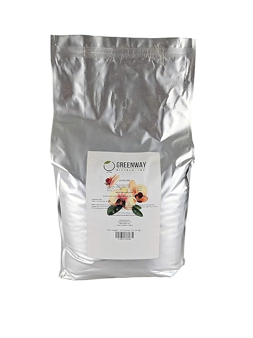 Greenway Biotech Gypsum Powder Calcium Sulfate to Improves Soil Drainage and Soil Water Relations- 100% Water Soluble Contains 97% Calcium Sulfate Dihydrate, 22.5% Calcium, and 18% Sulfur (2x 25 Pounds)
