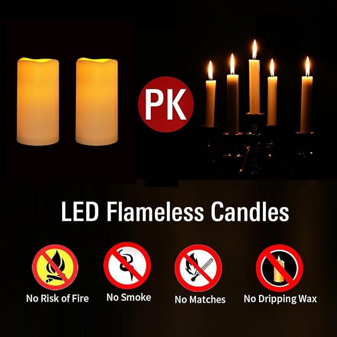 Waterpoof Flameless Remote Control Candles 15PACK D3''*H5.5''Battery Operated Flickering LED Pillar Candle,plastic with 10-Key 24Hours Timer for Outdoor/Indoor Home Party Garden Lanterns Porch (Ivory)