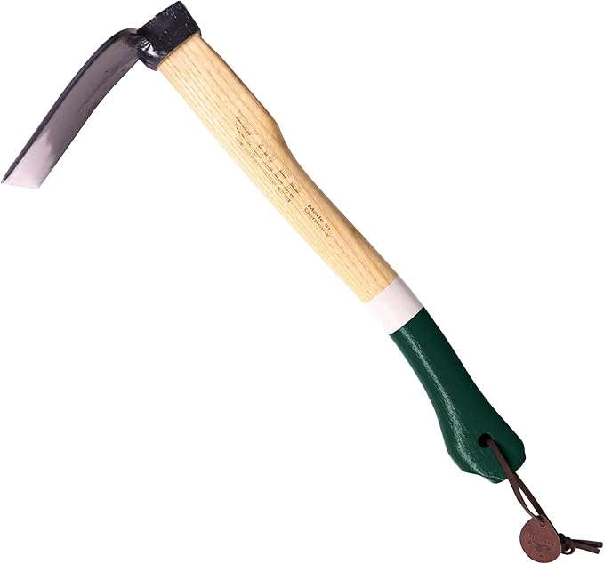 Adler - The Ivy Garden Hoe, Heavy Duty Yard Tool Lawn Care, Loosening Soil, Weeding, and Digging, Steel Head 3.9 inches, Wood Handle 17.7 inches (Green)