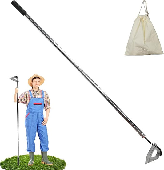 Hoe Garden Tool,All-Steel Hardened Hollow Hoe Heavy Duty Action Hoe with 55 Inch Adjustable Handle Scuffle Garden Hula Hoe with Rake for Backyard Weeding,Farm Planting (1 Pack Long Handle Hoe)