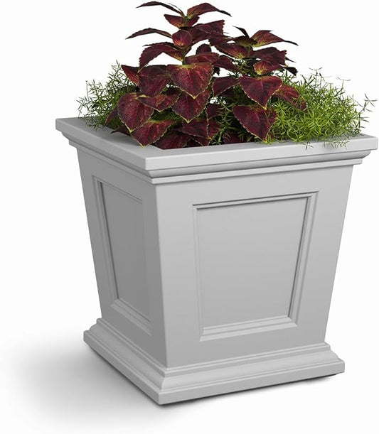 Mayne Fairfield 16-Inch Square Planter – Self-Watering, Weather-Resistant Planter for Flowers – Durable Outdoor Design for Patio, Porch, or Entryway