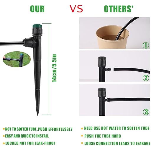 40Pcs Drip Irrigation Emitters Sprayers for 1/4" Tubing, Adjustable 360 Degree Water Flow Sprayers on 5.5" Arrow Stake for Garden Irrigation Watering System