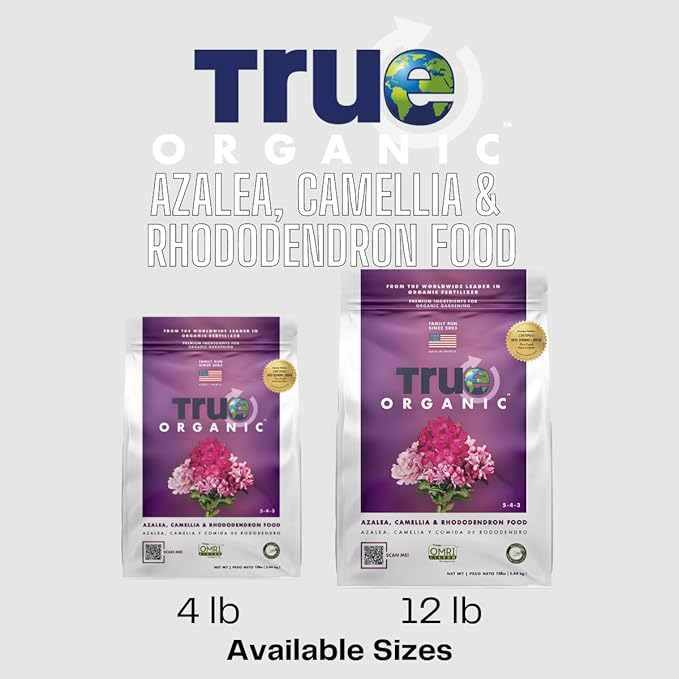 True Organic Azalea, Camellia & Rhododendron Food – Organic Fertilizer for Low-pH Plants – 4lb Bag