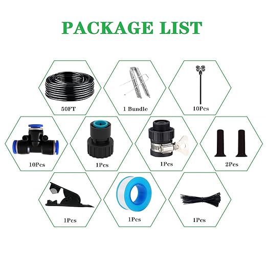 Drip Irrigation Kit,Automatic Garden Watering System with New Quick Connectors and 360-degree Bending Dropper Cross Atomization Nozzles for Watering System for Garden Plant Lawn Patio.(Cross Nozzles)