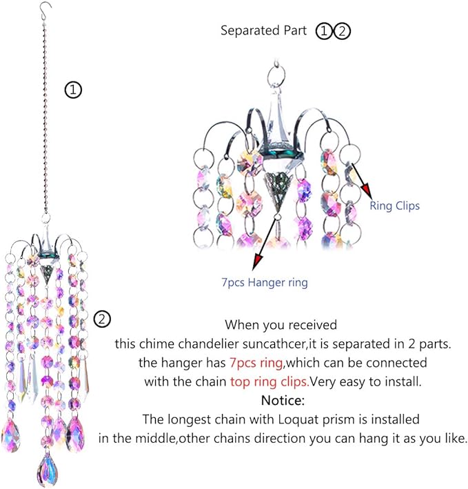 H&D HYALINE & DORA Chandelier Wind Chimes AB Coating Crystal Prisms Hanging Suncatcher Pendant Home Decor Gifts
