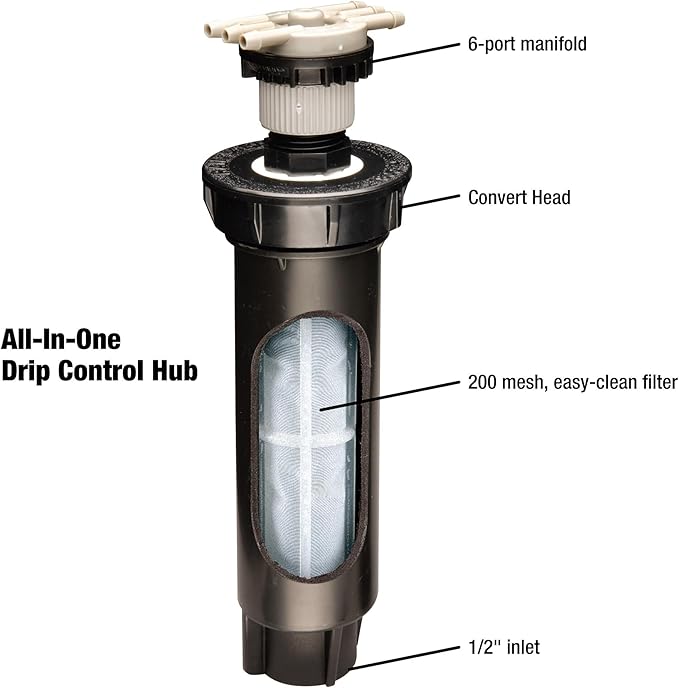 Rain Bird CNV182EMS Drip Irrigation Sprinkler Conversion Kit, 1800 Series Pop-Up to 6 Drip Emitters with 1/4" Tubing