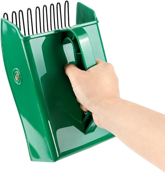 Easier Berry Picker Scoop Blue Berry Picking Rake with Metal Comb and Ergonomic Handle, Huckleberry Picker Harvesting Tool, Green