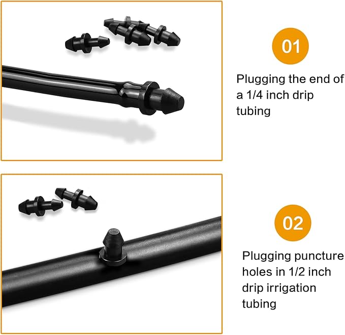 Gardrip Drip Irrigation End Plugs：1/4" Drip Line Goof Plugs Irrigation End Cap for 1/4 Inch Drip Hose Line Garden Watering System