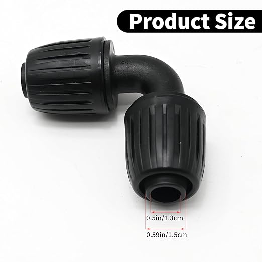 10Pcs 1/2 inch Drip Irrigation Fittings, Lock Barbed Elbow Connectors Compatible with Most Rain Bird Orbit Dig Toro Elbow Connectors for (1/2" ID x 0.63''~0.65" OD) Tubing 90 Degree