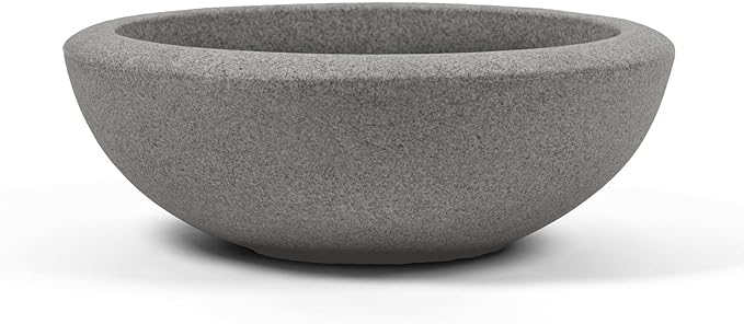 ARBORA 26" Santorini Bowl Polyresin Indoor and Outdoor Planter with Stone Blend Concrete Finish - Durable, Weatherproof, Lightweight, Large Plant Pot for Patio, Garden, Deck, Entryway